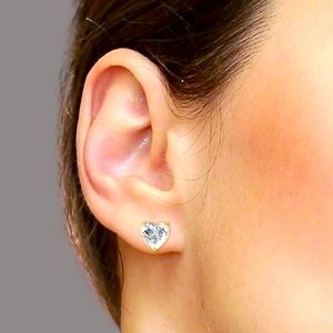 3ct Heart Lab Diamond Stud Earrings Solid 14Kt Yellow Gold Stamped